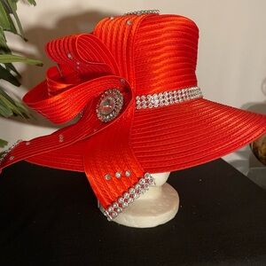 Vibrant Red Women's Hat with Sparkling Accents